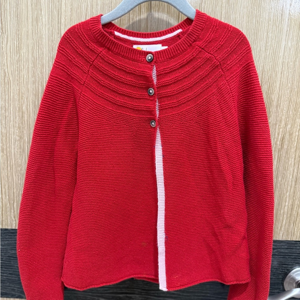 Boden Red Ribbed Cardigan
